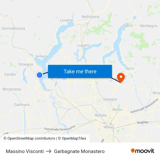 Massino Visconti to Garbagnate Monastero map