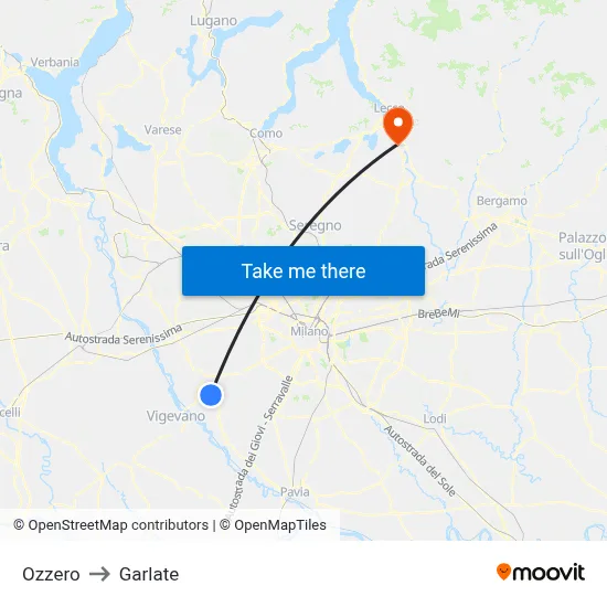 Ozzero to Garlate map