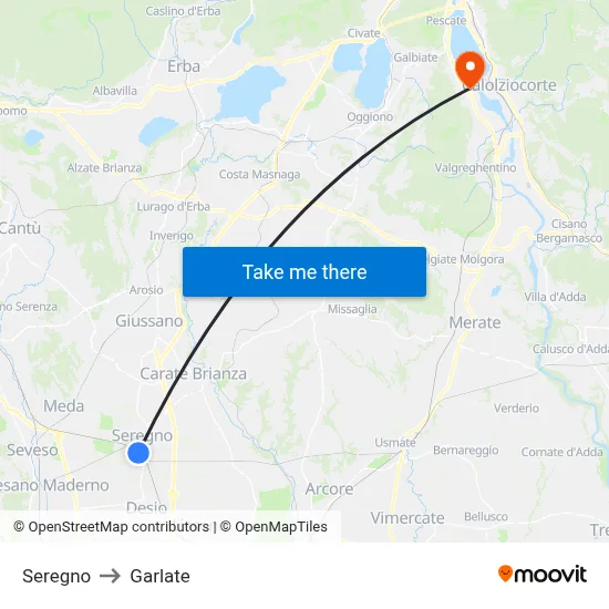 Seregno to Garlate map