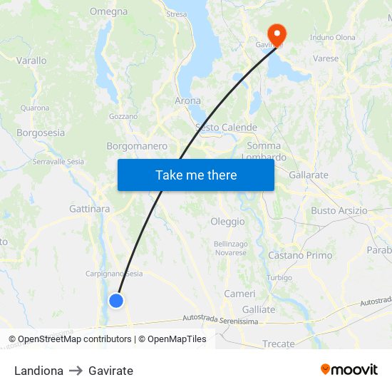 Landiona to Gavirate map