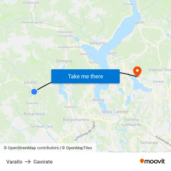 Varallo to Gavirate map