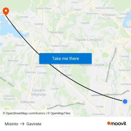 Misinto to Gavirate map