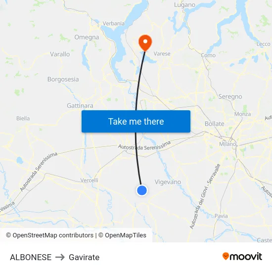 Albonese to Gavirate map