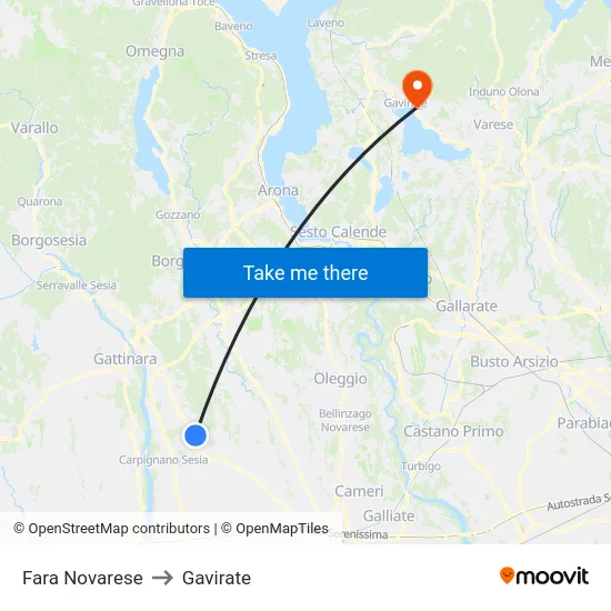 Fara Novarese to Gavirate map