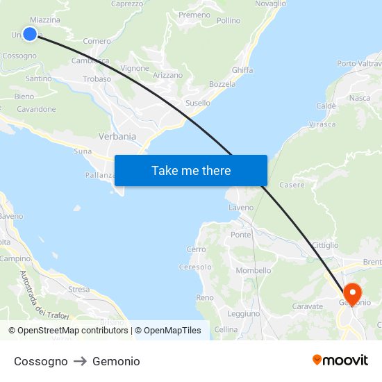 Cossogno to Gemonio map