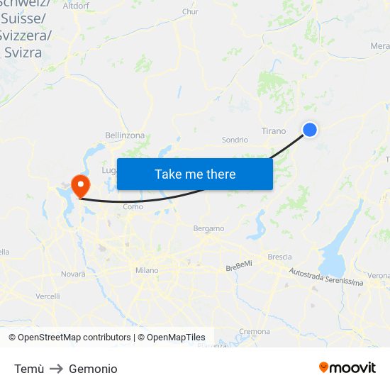 Temù to Gemonio map