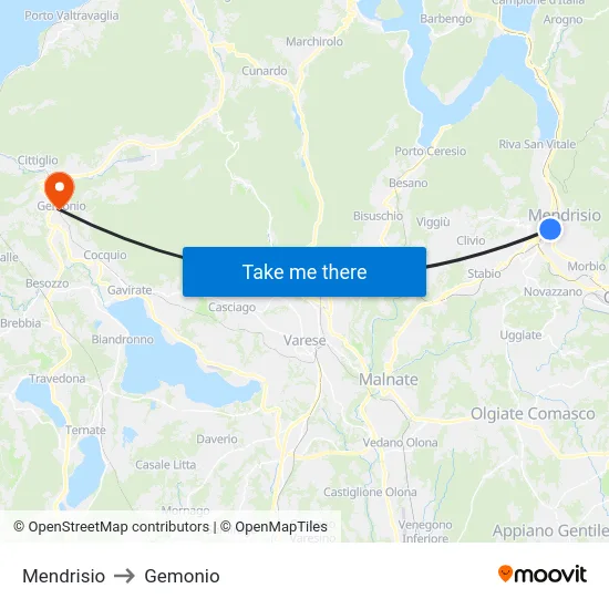 Mendrisio to Gemonio map