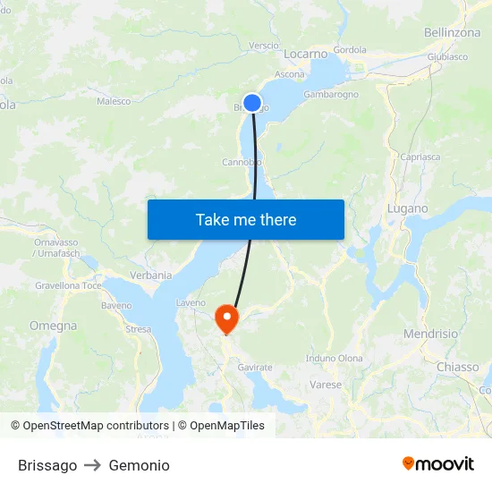 Brissago to Gemonio map