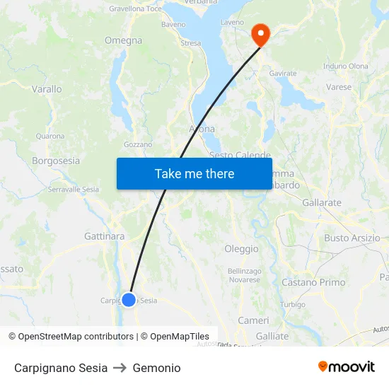 Carpignano Sesia to Gemonio map