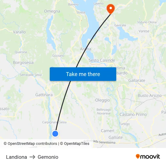 Landiona to Gemonio map