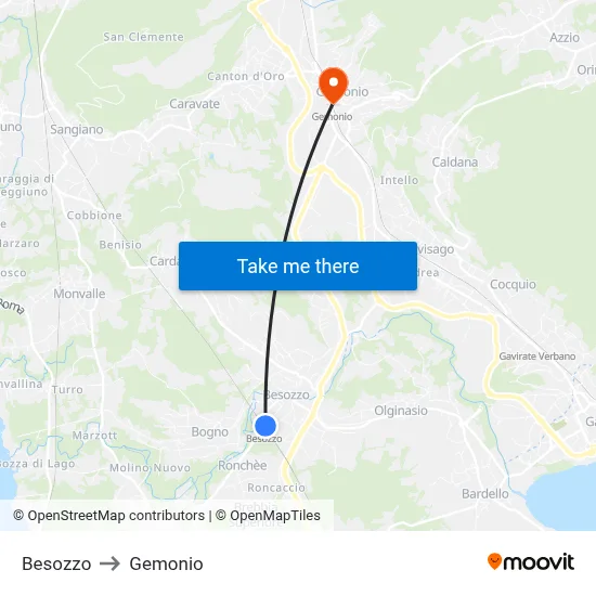 Besozzo to Gemonio map