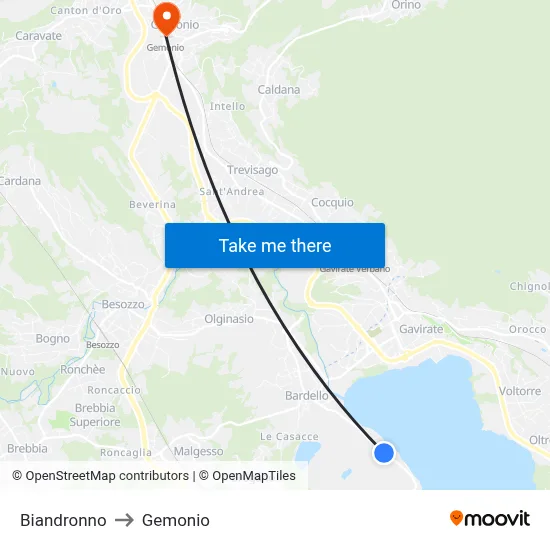 Biandronno to Gemonio map