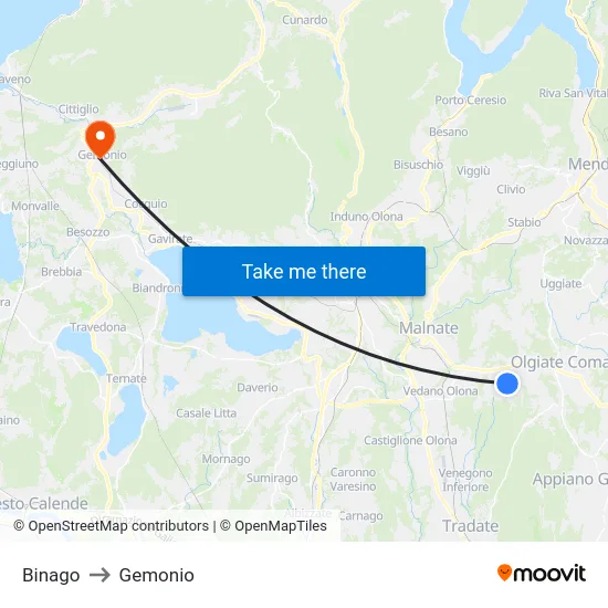 Binago to Gemonio map