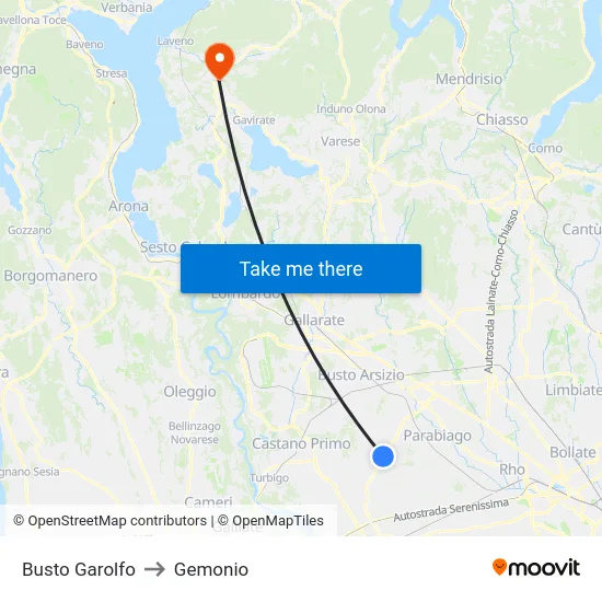 Busto Garolfo to Gemonio map