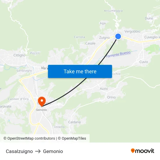 Casalzuigno to Gemonio map