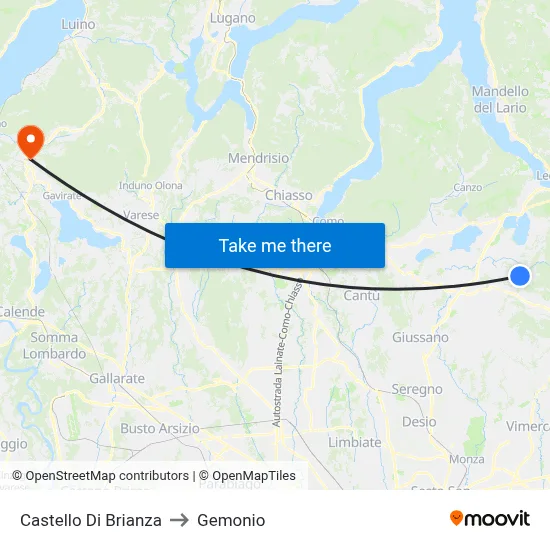 Castello Di Brianza to Gemonio map