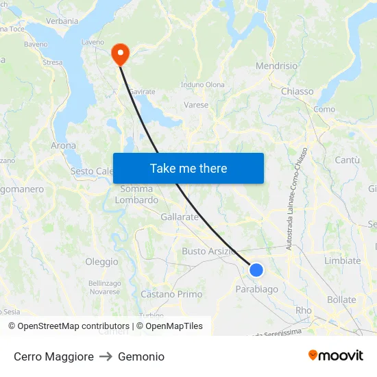 Cerro Maggiore to Gemonio map
