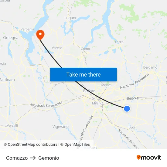 Comazzo to Gemonio map