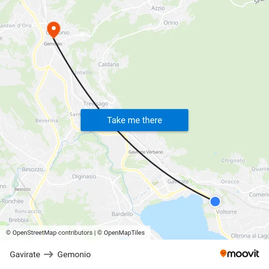 Gavirate to Gemonio map