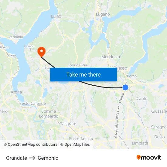Grandate to Gemonio map