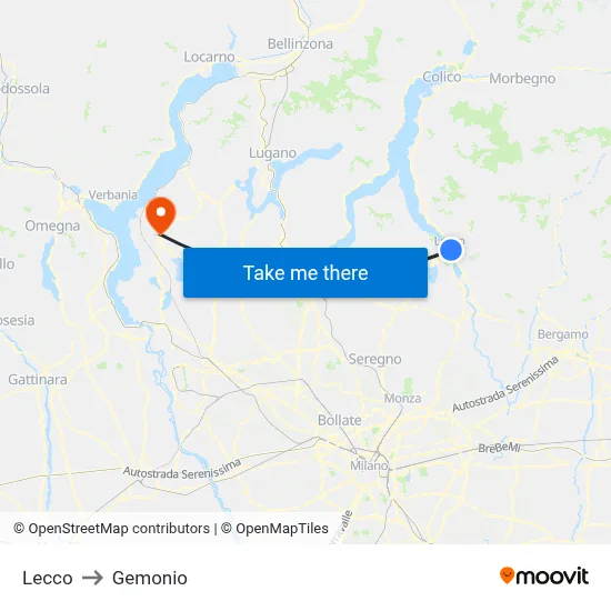 Lecco to Gemonio map