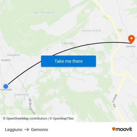 Leggiuno to Gemonio map