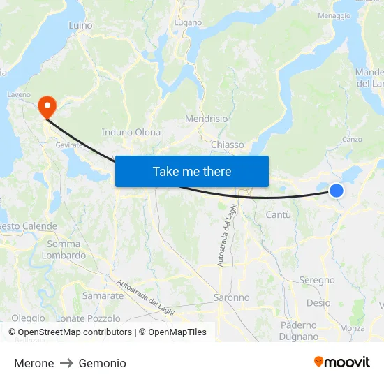 Merone to Gemonio map