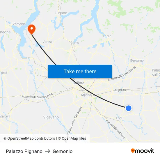 Palazzo Pignano to Gemonio map