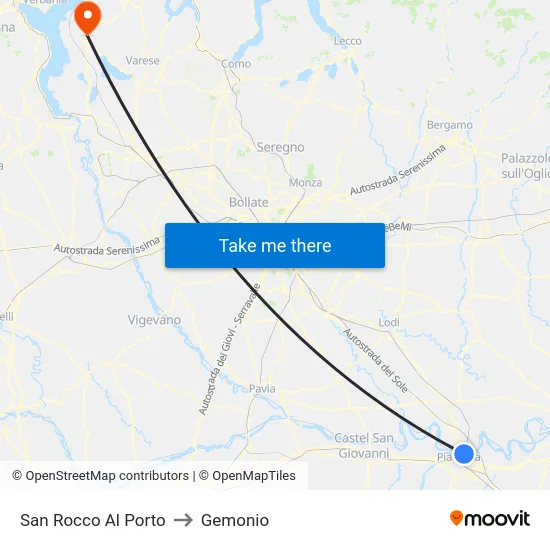 San Rocco Al Porto to Gemonio map