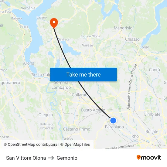 San Vittore Olona to Gemonio map