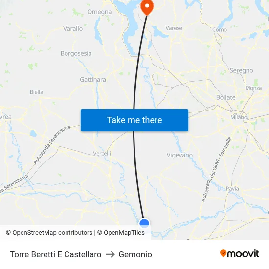 Torre Beretti e Castellaro to Gemonio map