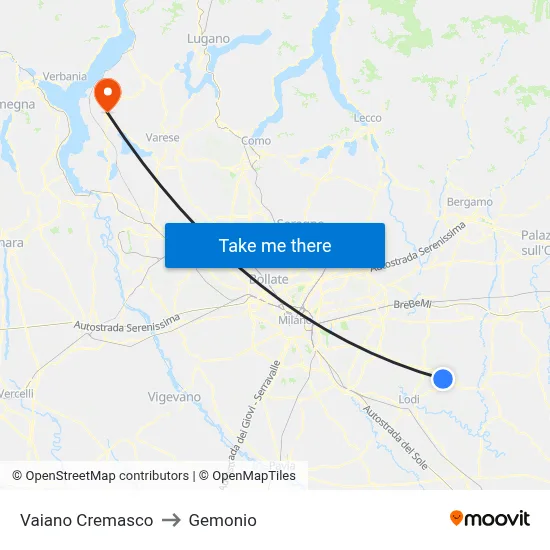 Vaiano Cremasco to Gemonio map