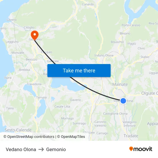 Vedano Olona to Gemonio map