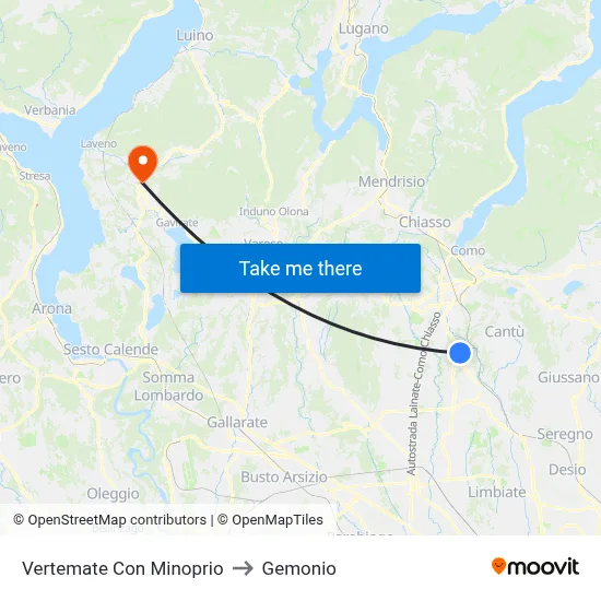 Vertemate Con Minoprio to Gemonio map
