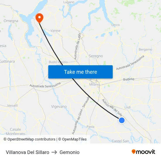 Villanova Del Sillaro to Gemonio map