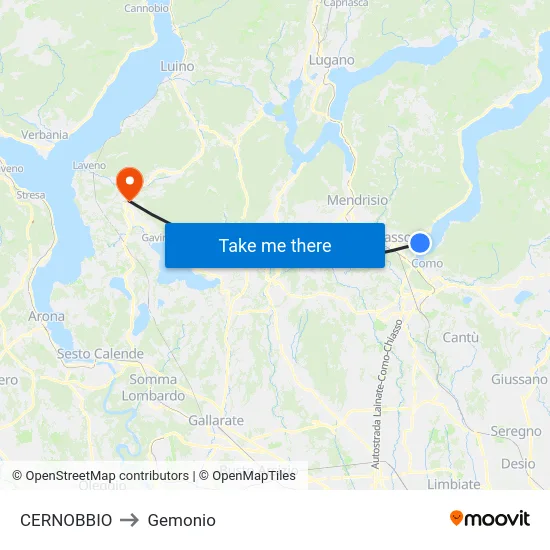 CERNOBBIO to Gemonio map