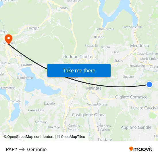 Parre to Gemonio map