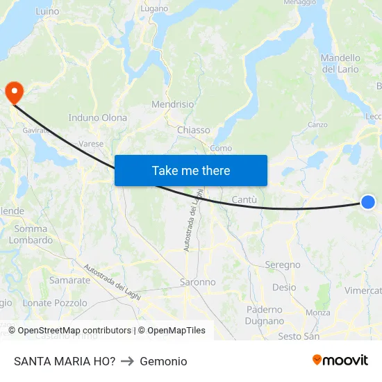 Santa Maria Ho? to Gemonio map