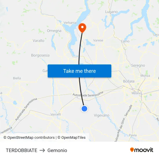 Terdobbiate to Gemonio map