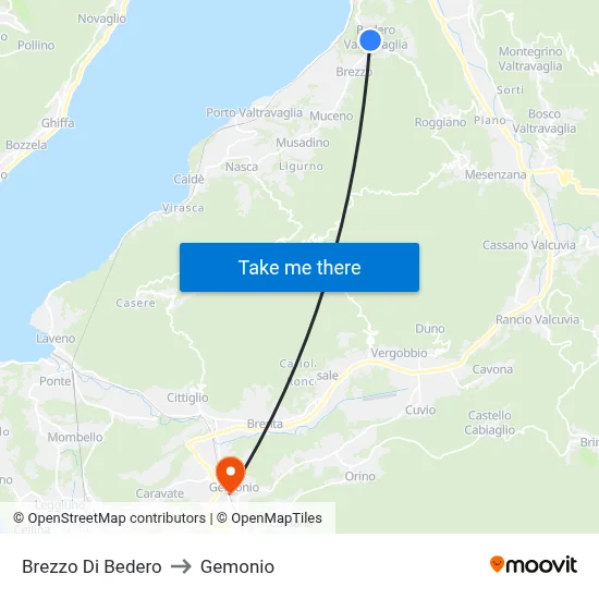 Brezzo Di Bedero to Gemonio map