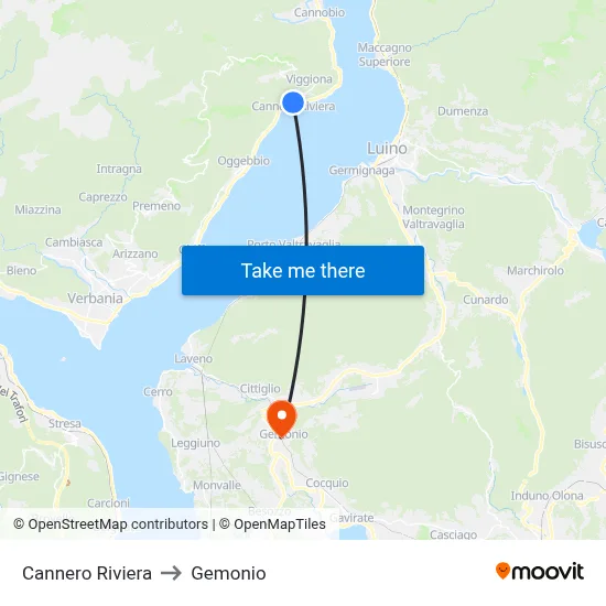 Cannero Riviera to Gemonio map