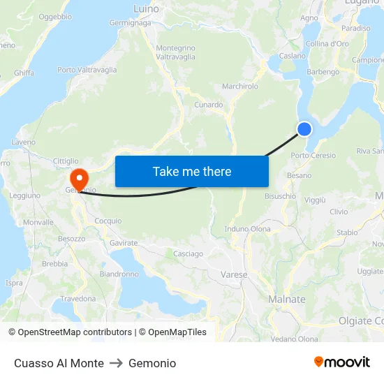 Cuasso Al Monte to Gemonio map