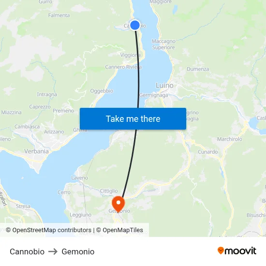 Cannobio to Gemonio map