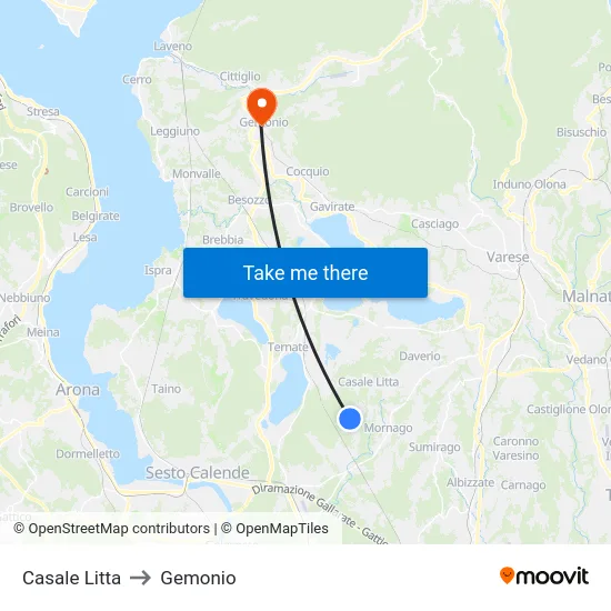 Casale Litta to Gemonio map