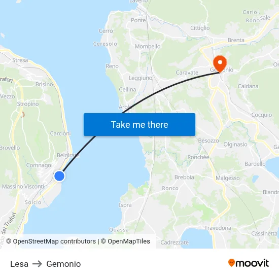 Lesa to Gemonio map