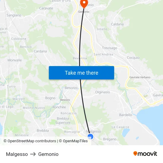 Malgesso to Gemonio map
