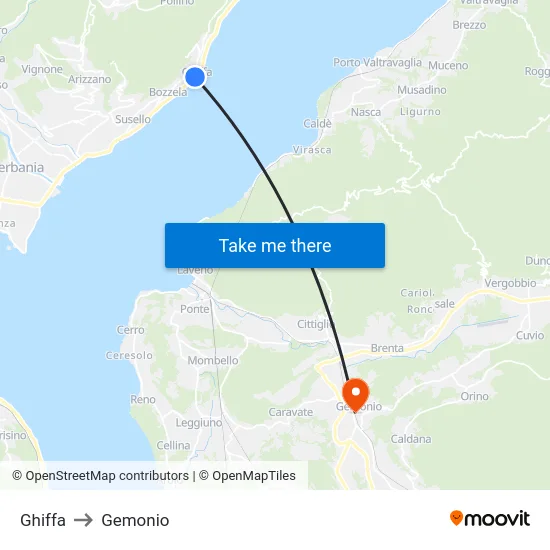 Ghiffa to Gemonio map