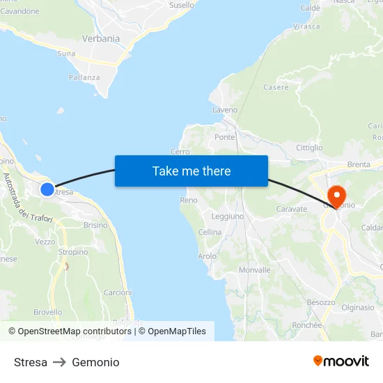Stresa to Gemonio map