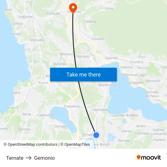 Ternate to Gemonio map