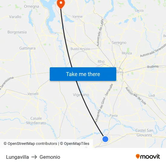 Lungavilla to Gemonio map